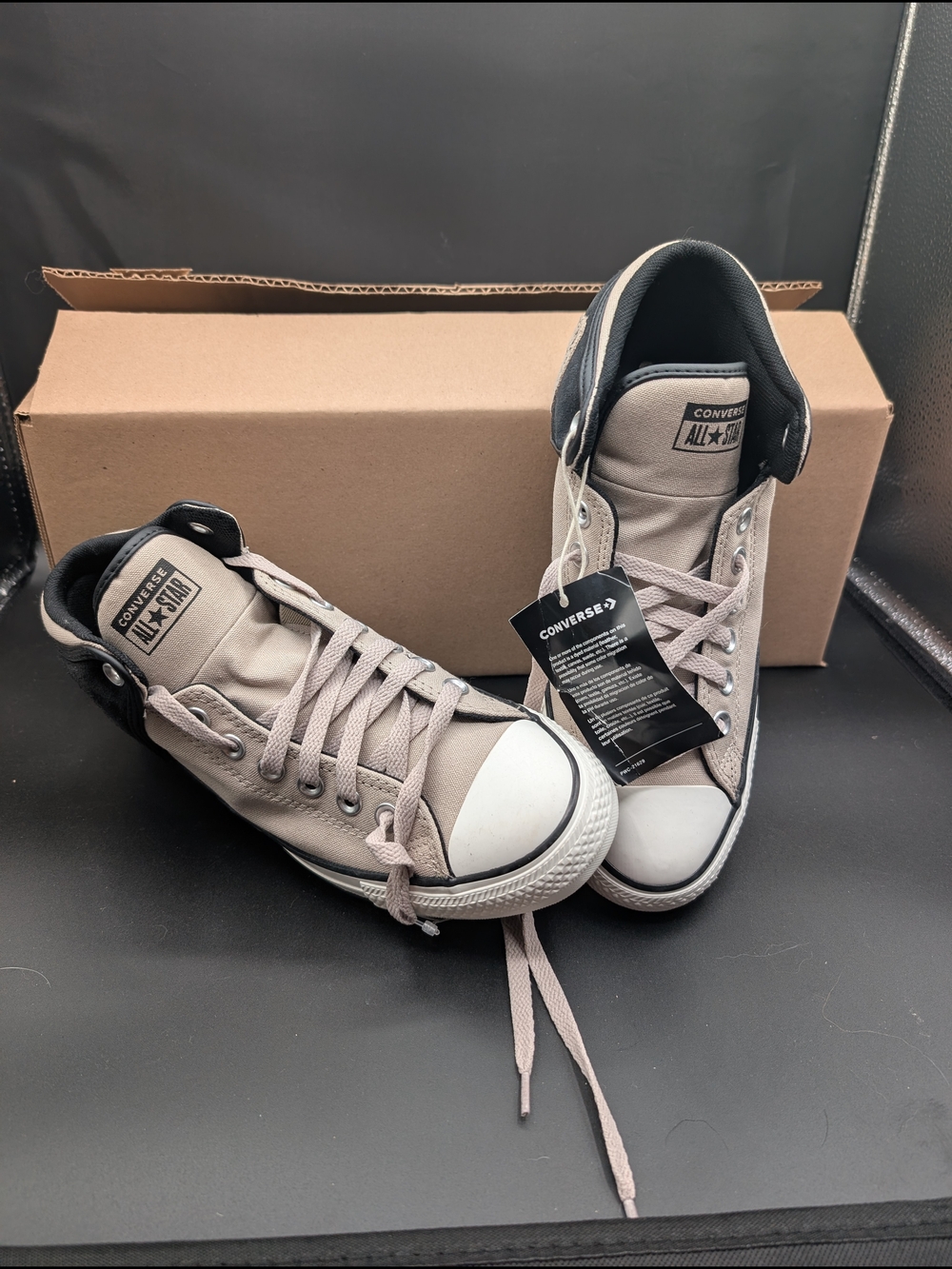 Converse Chuck Taylor All Star High Top Sneakers - Beige/Black - Picture 2 of 5